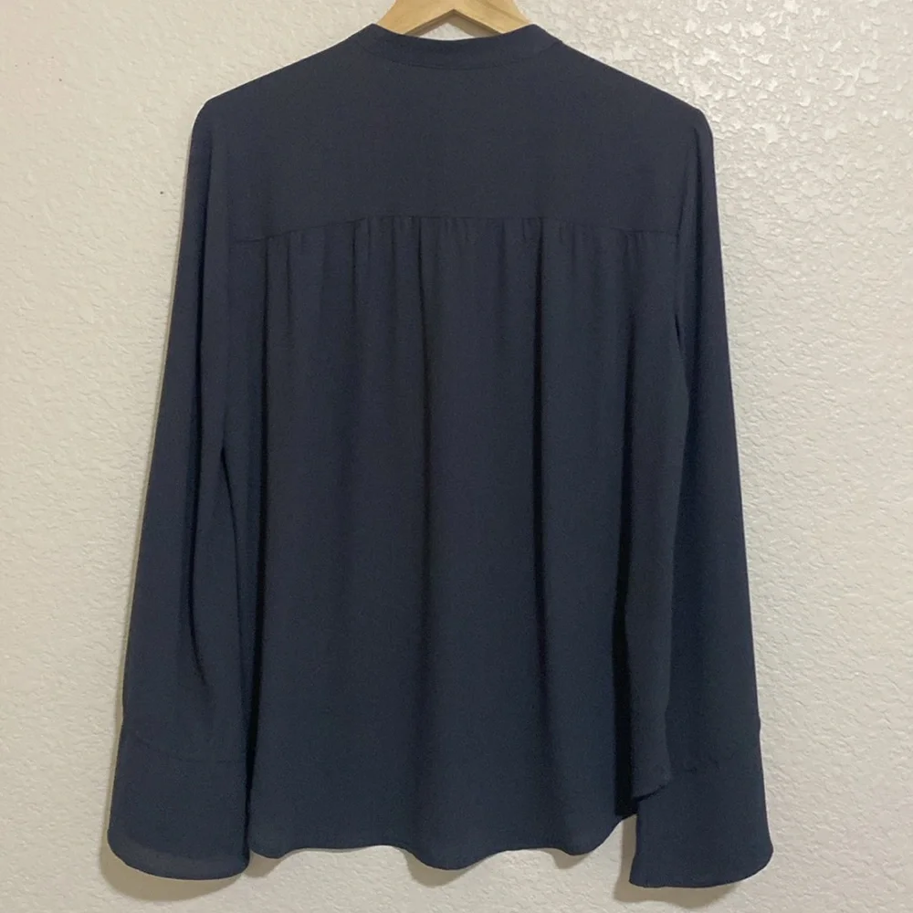Loft Dark Gray Long Sleeve Button Down Blouse - Picture 5 of 9